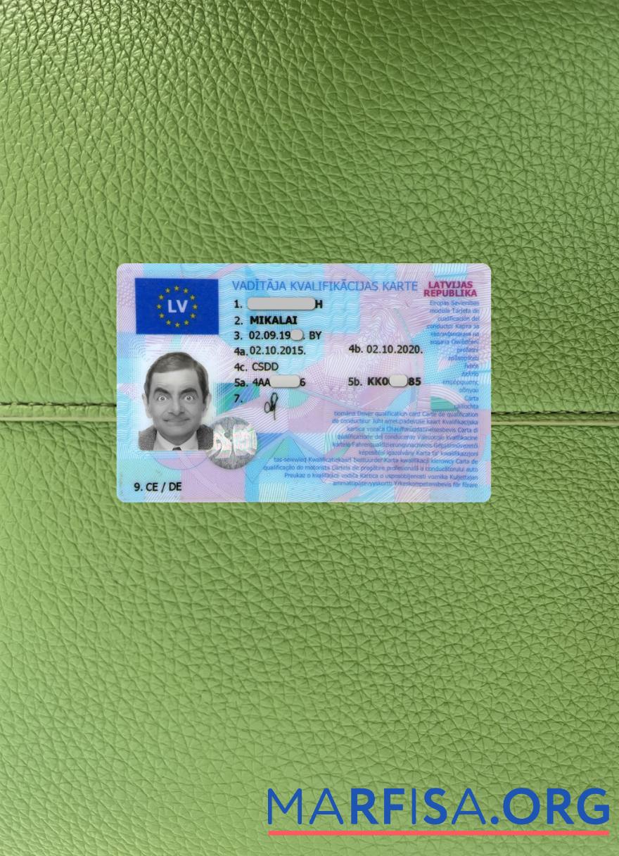 Realistic Latvia driving license photolook real example
